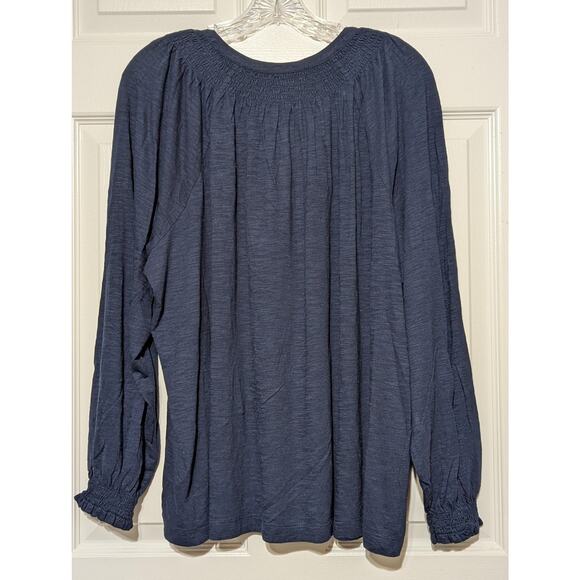 Style & Co Smock Knit Top Womens 2X Blue Long Sleeve Henley Blouse Pullover New - Picture 10 of 11